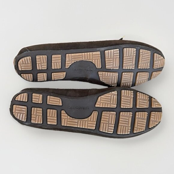 New Lands End Womens Size 8 Slip On Tassel Moccasin Brown Suede Loafers - Picture 8 of 13